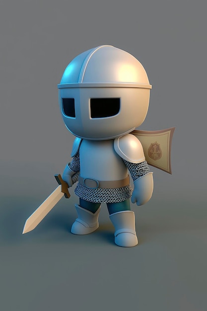 Cute Cartoon Knight 3D Render