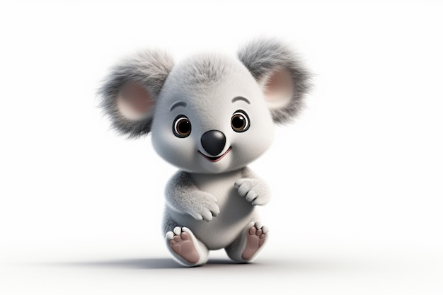 Photo cute cartoon koala on a white background 3d rendering