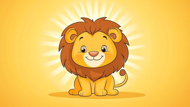 Photo a cute cartoon lion with big eyes and a smile