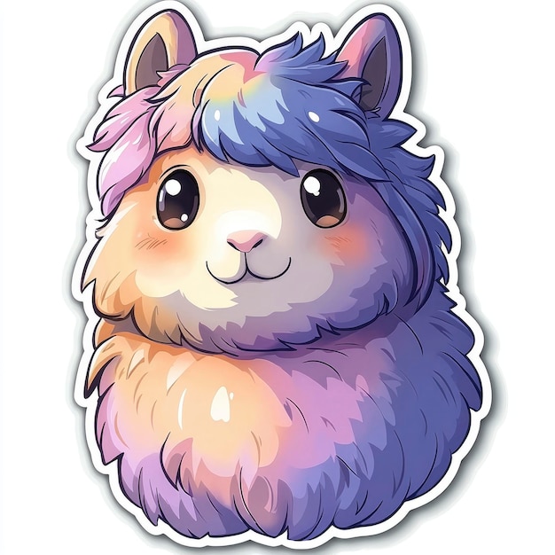 Photo cute cartoon llama with colorful fur