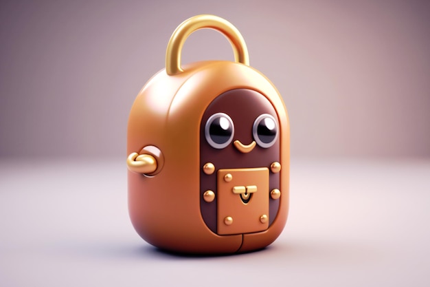 Cute cartoon look lock icon