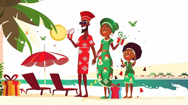 A cute cartoon Nigeria family