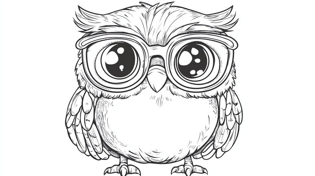 Photo a cute cartoon owl wearing glasses