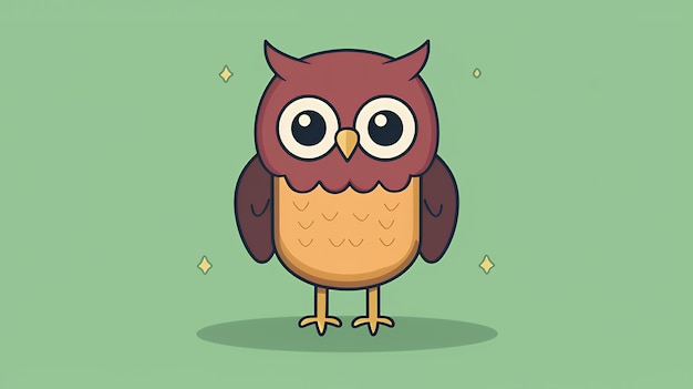 Photo cute cartoon owl with big eyes