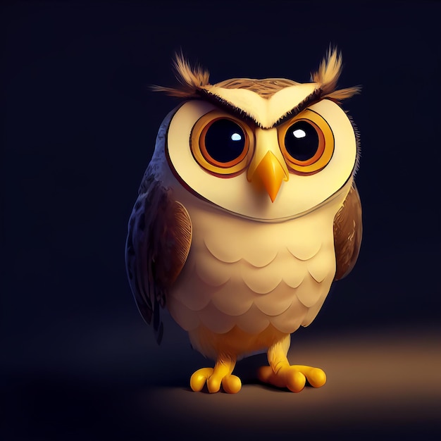 Cute cartoon owl with big eyes