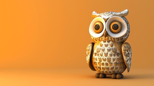 Cute cartoon owl on a yellow background