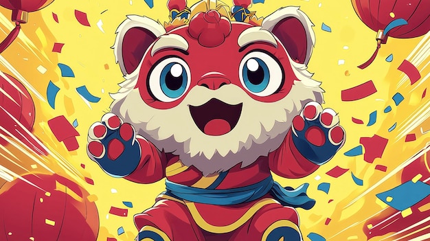 Cute Cartoon Panda Celebrating Chinese New Year