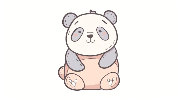 Cute cartoon panda sitting with a smile