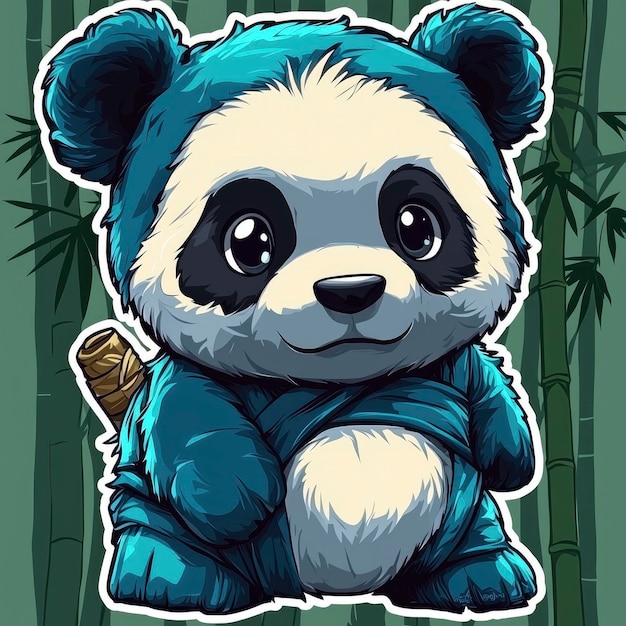 Photo cute cartoon panda warrior