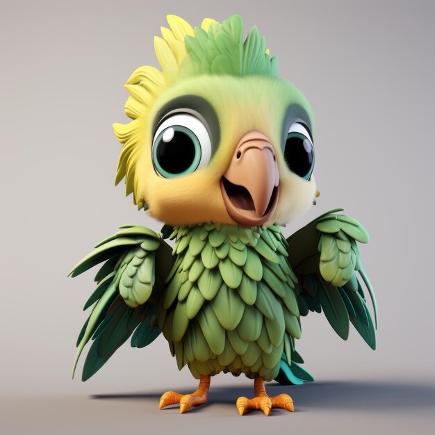 Cute Cartoon Parrot 3d Model With Animeinspired Design