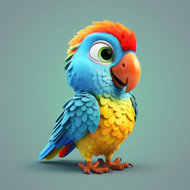 Cute Cartoon parrot Character 3D