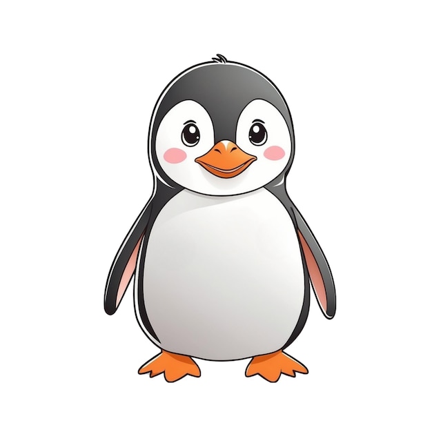 Cute cartoon penguin isolated on white background Vector illustration