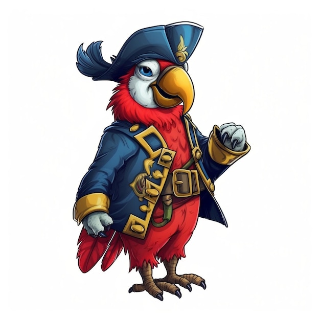 Cute Cartoon Pirate Parrot with Copy Space Generative AI