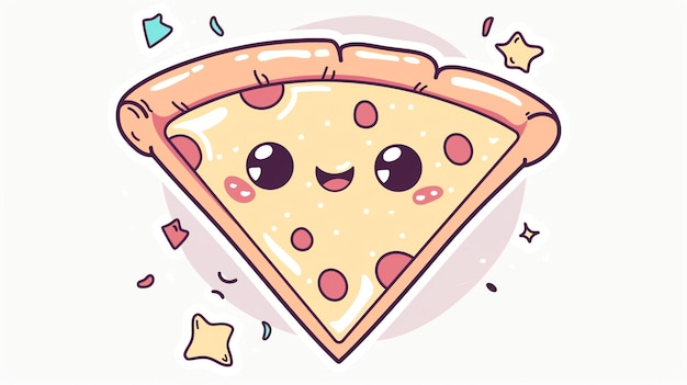 Photo cute cartoon pizza slice with a smiling face