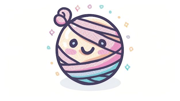 Photo a cute cartoon planet with a pink bow on top and a big smile