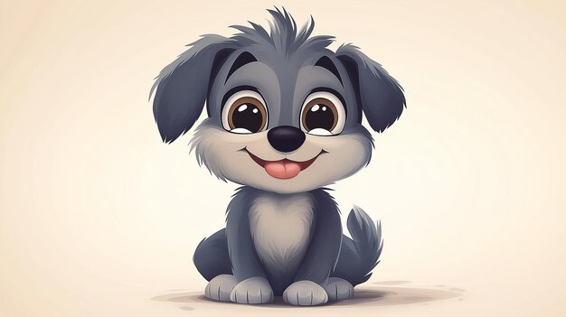 Photo cute cartoon puppy with big eyes adorable dog illustration