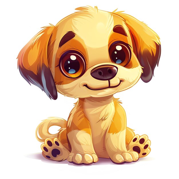 Photo cute cartoon puppy with big eyes smiling