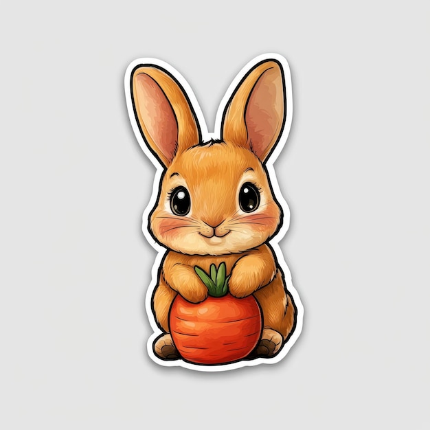 Photo cute cartoon rabbit holding a carrot