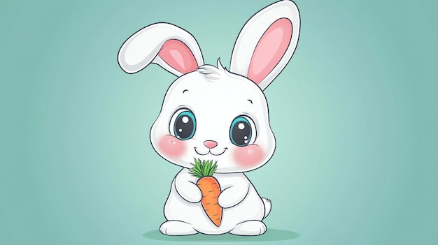 Photo a cute cartoon rabbit with a carrot