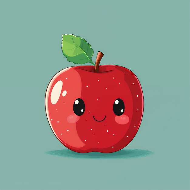 Cute Cartoon Red Apple with a Smile