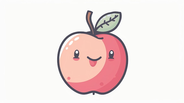 A cute cartoon red apple with a smiling face sticking out its tongue