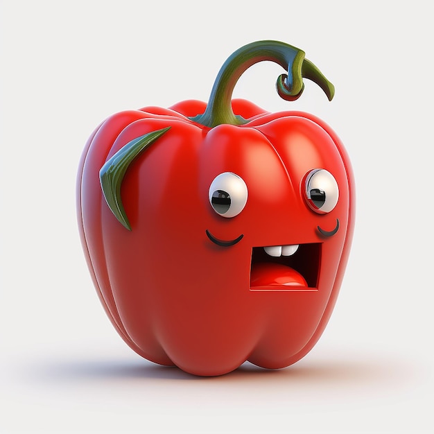 Cute Cartoon Red Bell Pepper Character