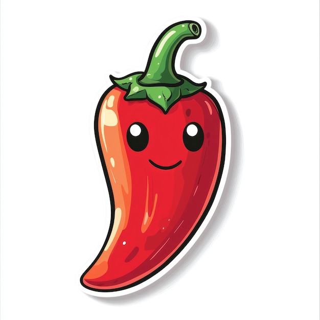 Photo cute cartoon red chilli pepper with a smiley face