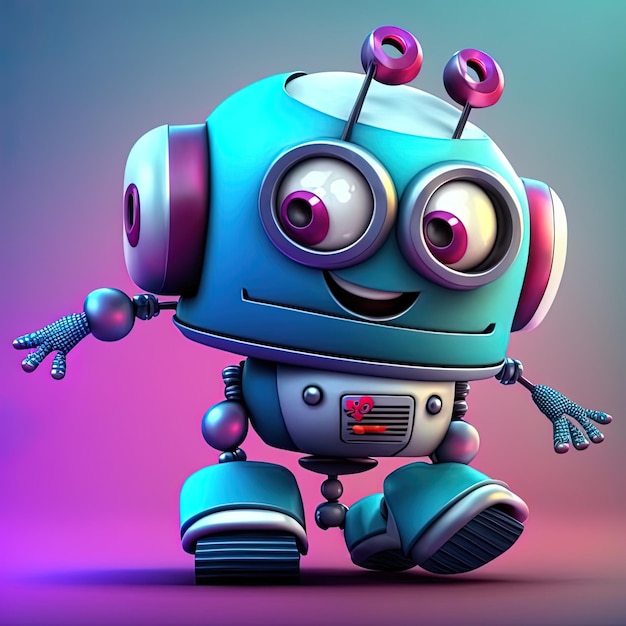 Cute Cartoon Robot 3d Render illustration