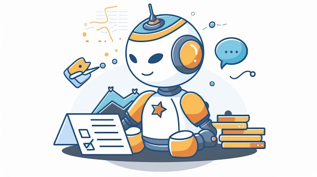 Photo a cute cartoon of a robot managing financial investments