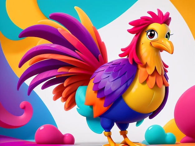 Cute Cartoon Rooster Character Generative AI