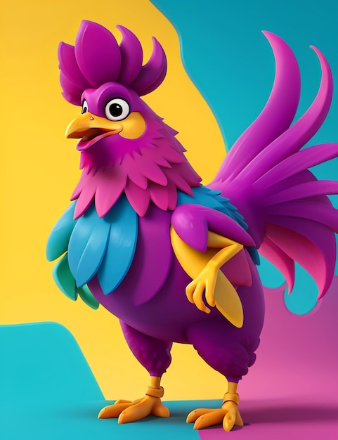 Cute Cartoon Rooster Character Generative AI