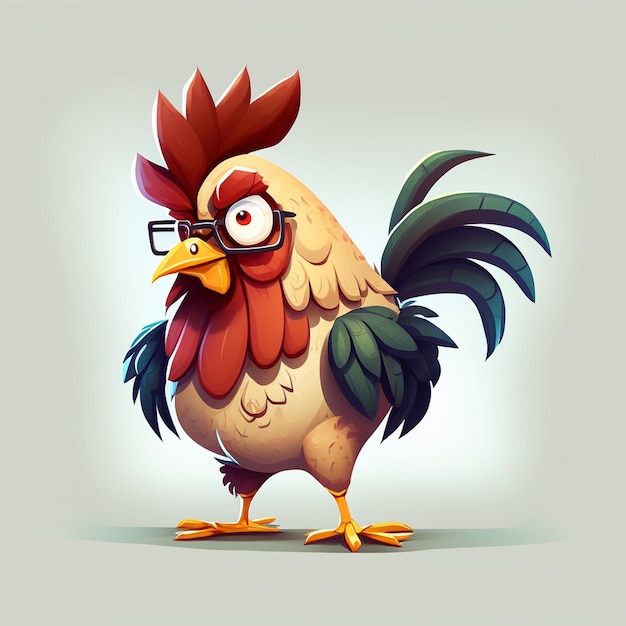 Cute Cartoon rooster with glasses generative ai