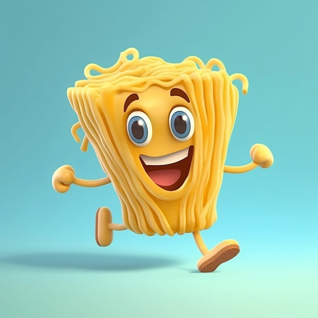 Cute Cartoon Running Pasta Character Generative AI