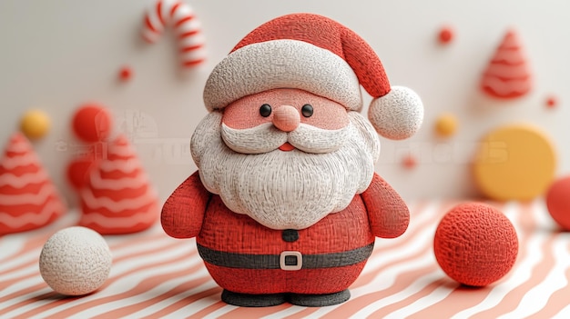 Cute Cartoon Santa Claus with Colorful Background