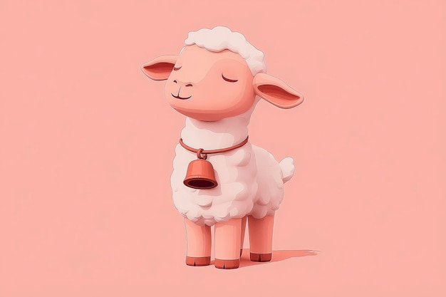 Cute Cartoon Sheep with Bell