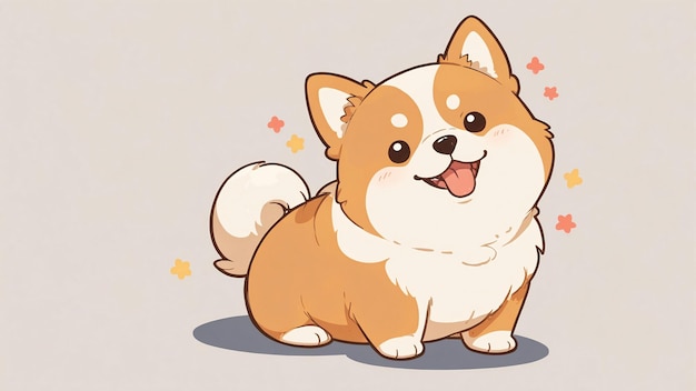 Cute Cartoon Shiba Inu Puppy