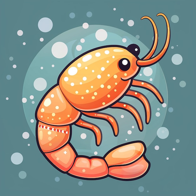 Photo cute cartoon shrimp swimming with bracelet vector illustration