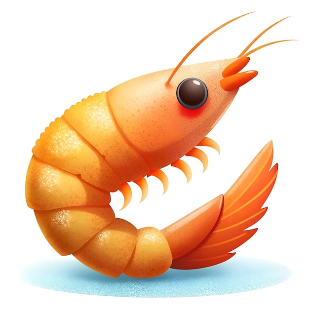 Photo cute cartoon shrimp with a friendly expression