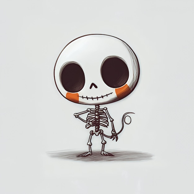 Photo cute cartoon skeleton illustration