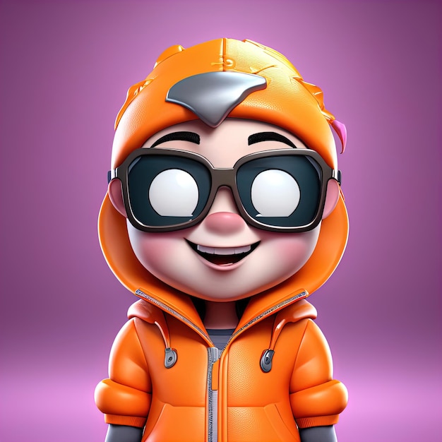 cute cartoon smiling boy wearing glasses 3 d illustration