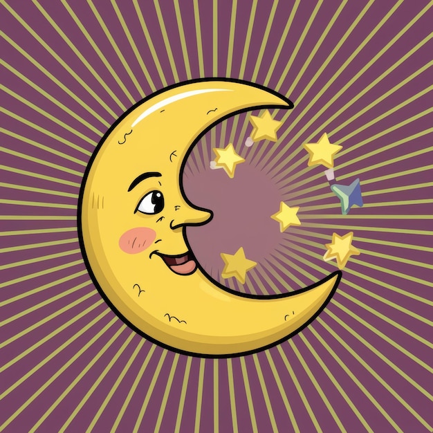 Photo cute cartoon smiling crescent moon good night lullaby