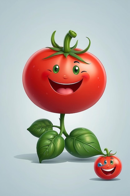 Photo cute cartoon smiling tomato