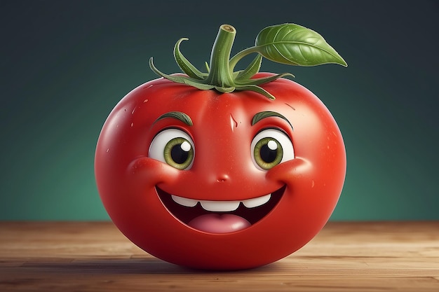 Photo cute cartoon smiling tomato