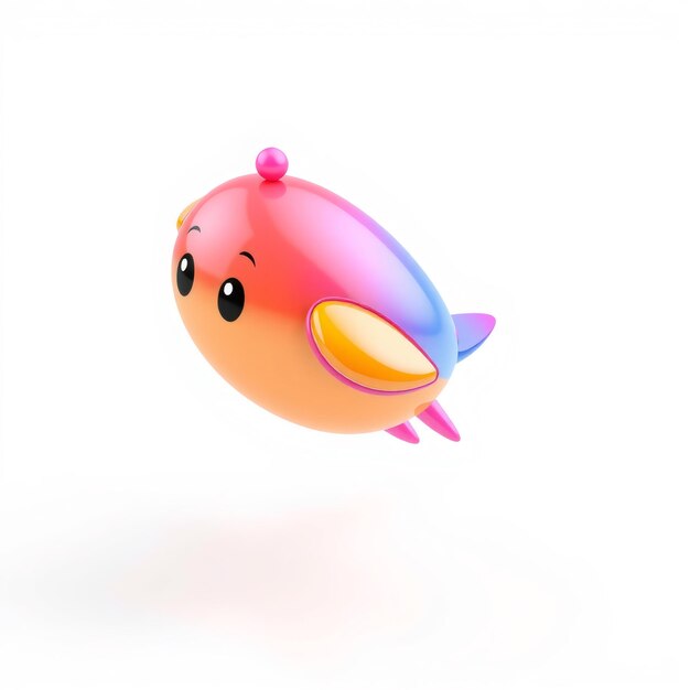 Cute cartoon spaceship with big eyes and colorful gradient