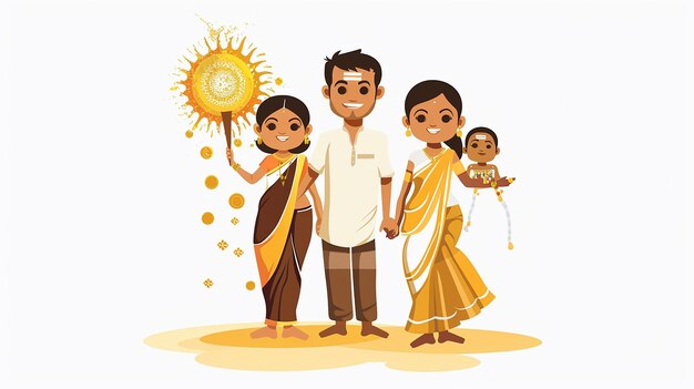 Photo a cute cartoon sri lanka family