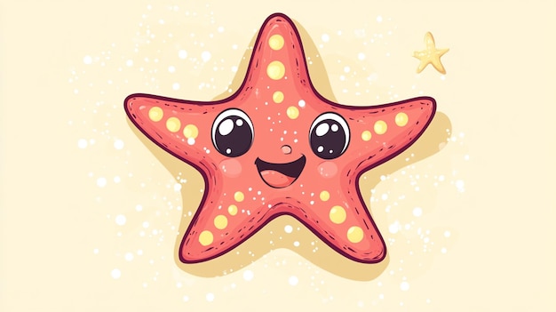 Photo cute cartoon starfish with big smile and big eyes