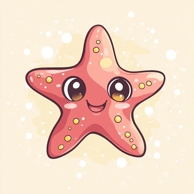 Photo cute cartoon starfish with big smile and big eyes