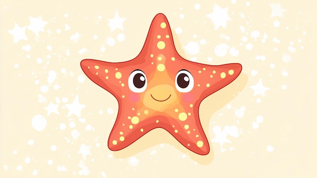 Photo cute cartoon starfish with big smile and big eyes