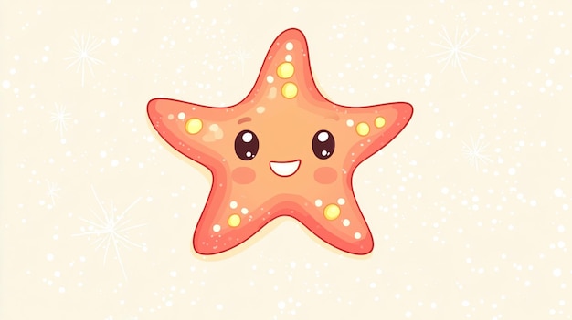 Photo cute cartoon starfish with big smile and big eyes