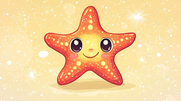 Photo cute cartoon starfish with big smile and big eyes